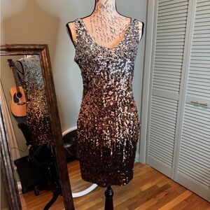 Glamorous Sequin Mini Dress - Silver rose-gold and coffee